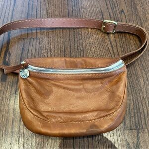 Clare V Brown Crossbody Bag with Adjustable Strap and Suede Texture